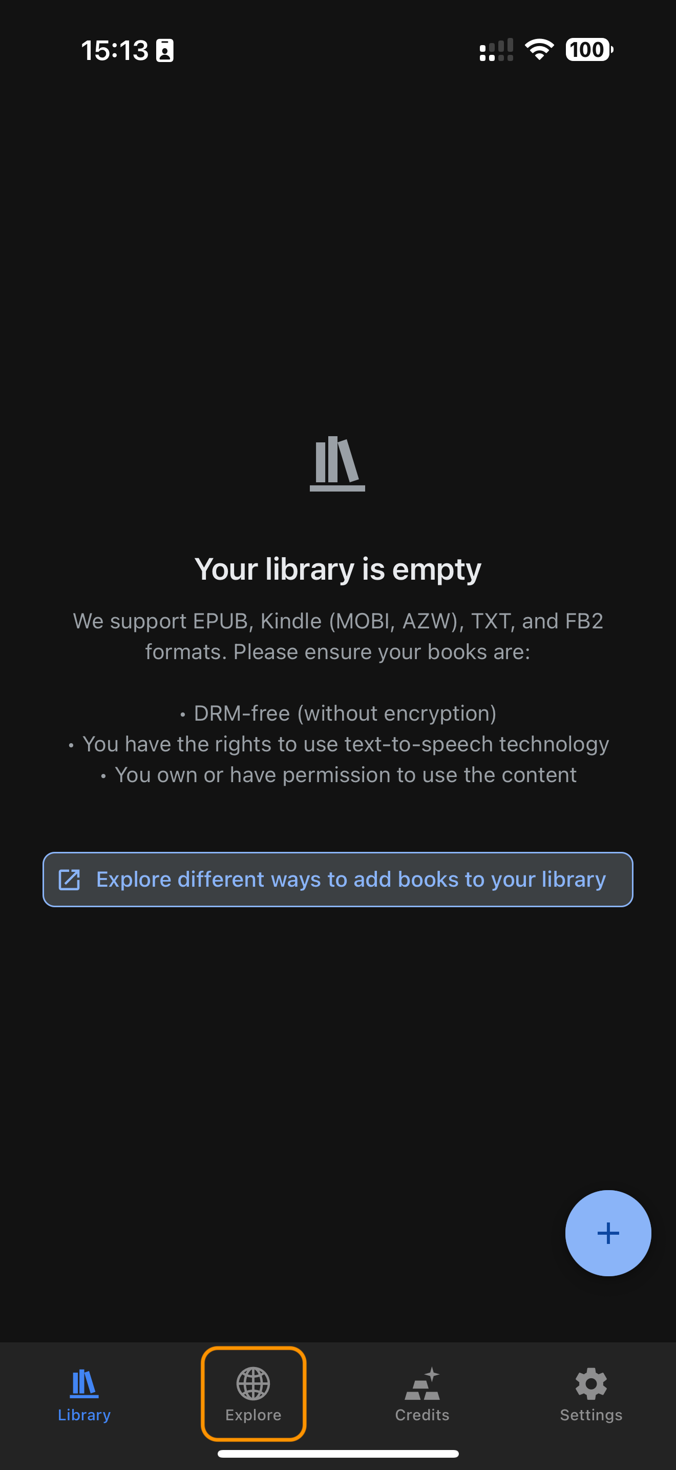 Tap the Explore button in the navigation bar
