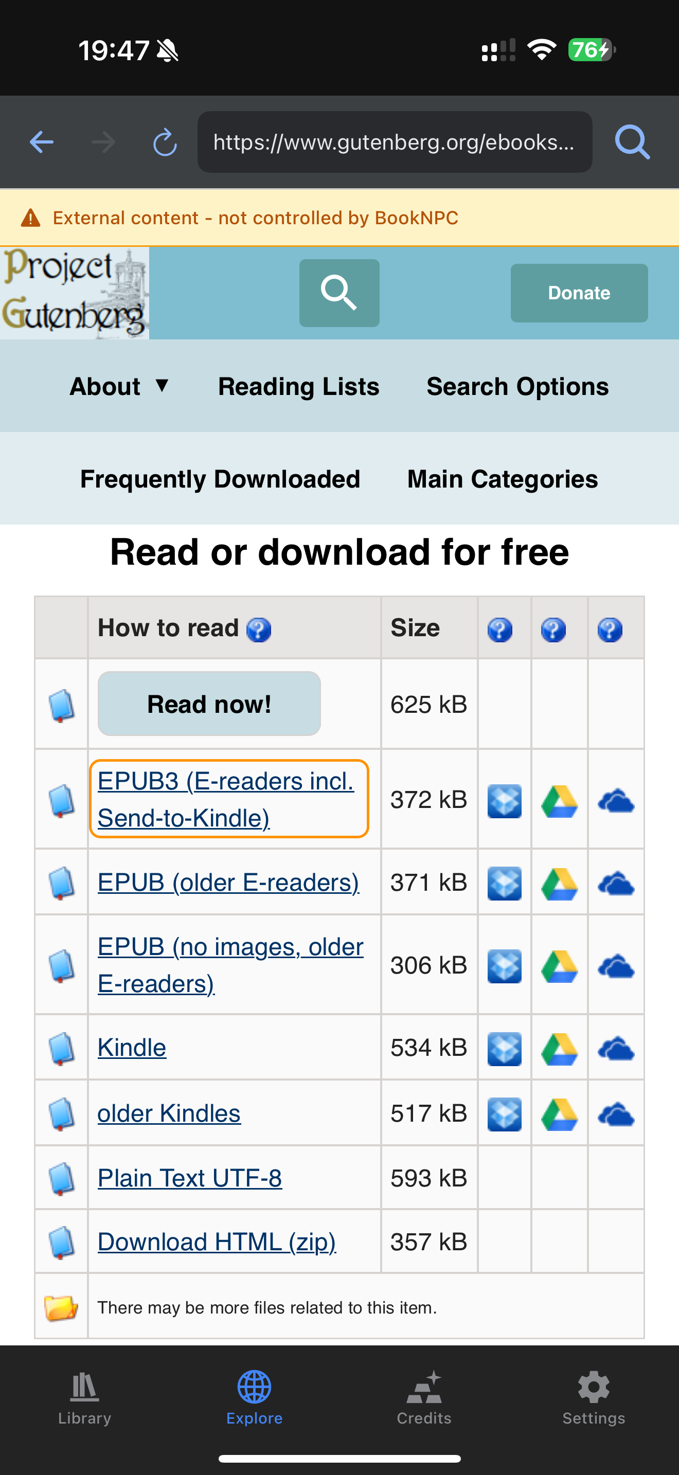 Select a supported format from the download options