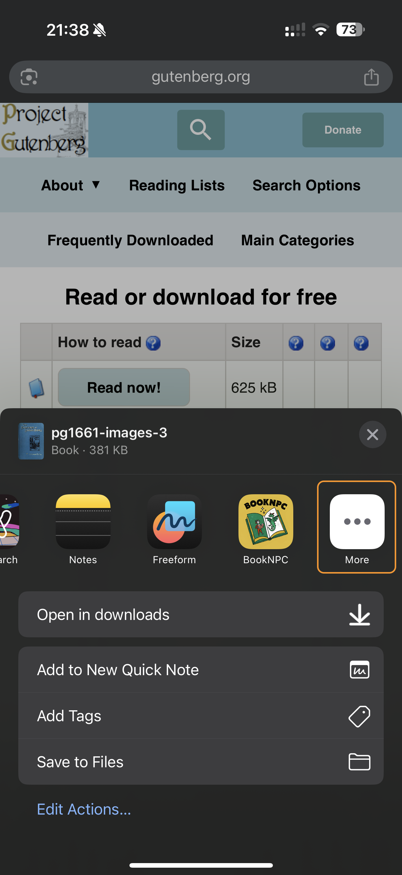 More button in share menu