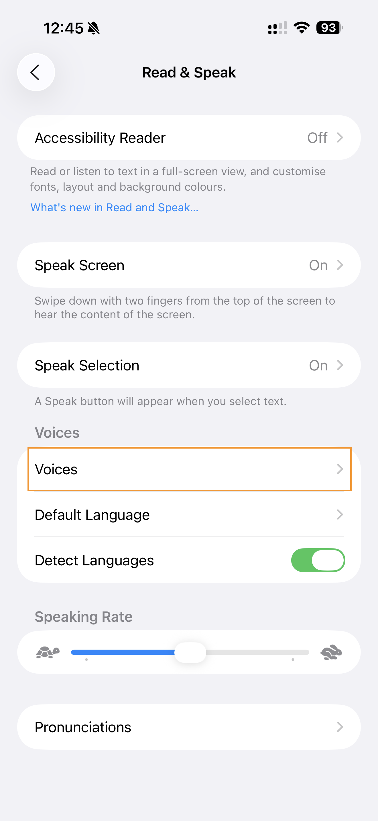 Select Voices option